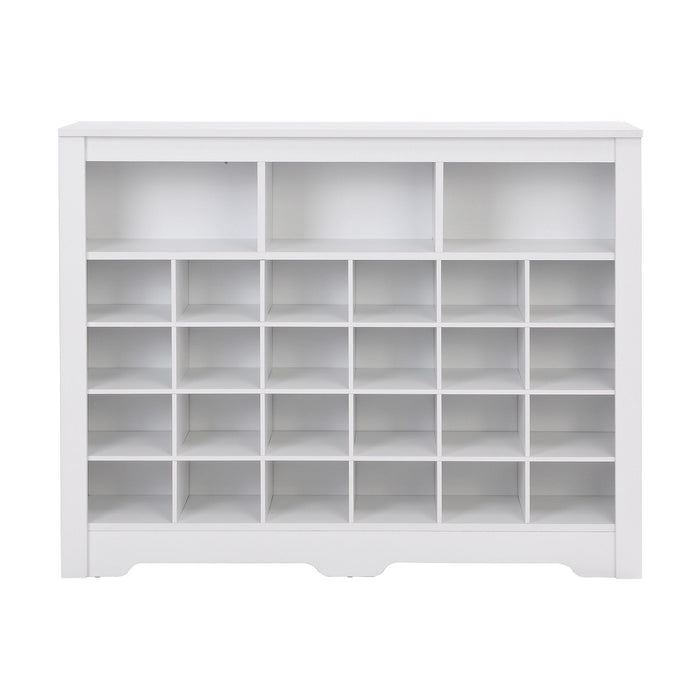 24 Shoe Cubby Console, Shoe Cabinet - White