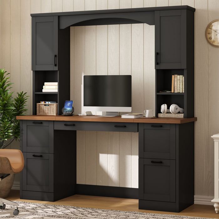 Farmhouse Computer Desk With Hutch