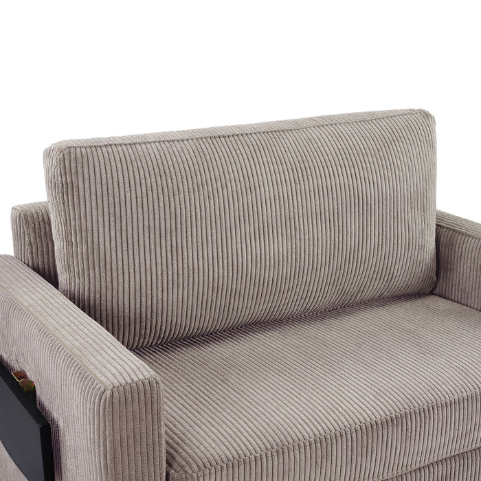 Sleeper Sofa With Foldable Mattress, USB Ports, Side Table & Storage Pocket