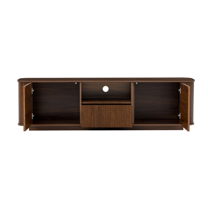 70" TV Stand With Ample Storage, Curved Corners - Dark Brown