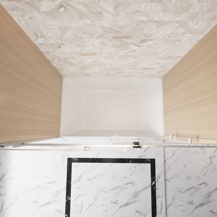 Frameless Single Sliding Shower Door & Handle And Square Tube Track