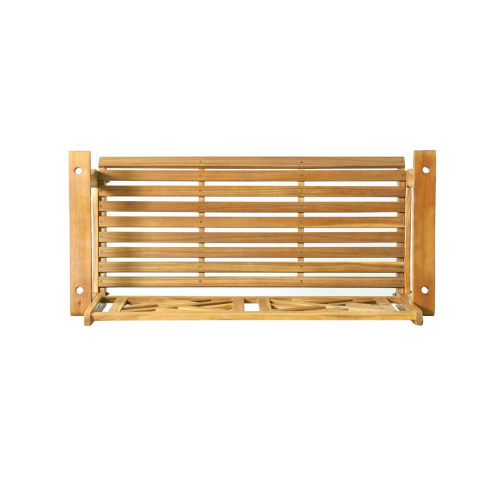 Alejandro - Acacia Wood Porch Swing With Slat Panel Seating