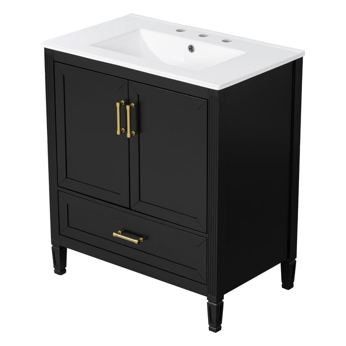 Elegant Fluted Bathroom Vanity With Sink, Soft Close Doors & Drawer