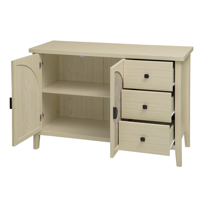 Rattan 2 Door 3 Drawer Cabinet, Suitable For Bedroom - Natural