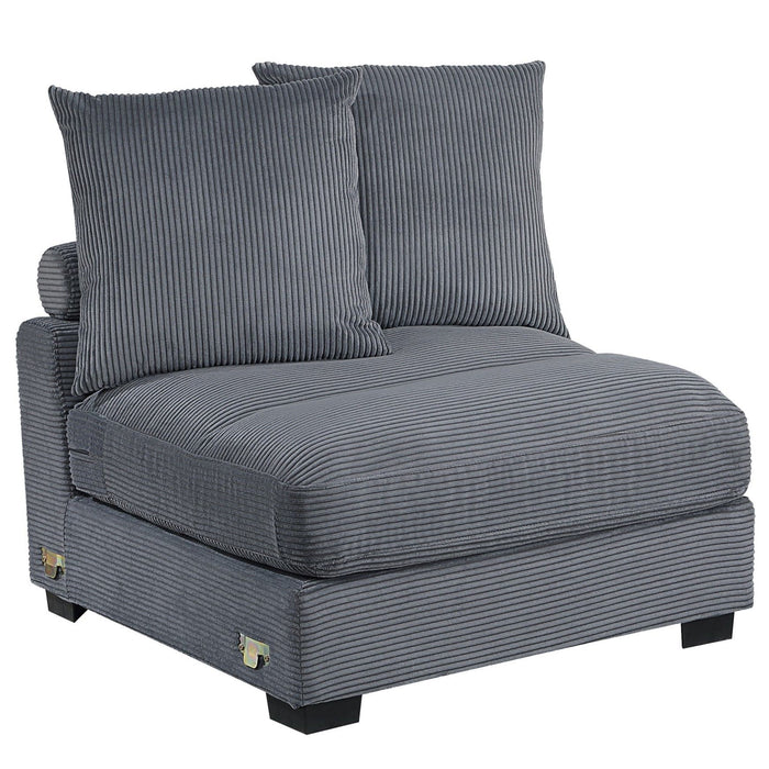 5 Piece Modular Sectional Set Couch With LAF & RAF Chairs, Living Room Furniture - Dark Gray