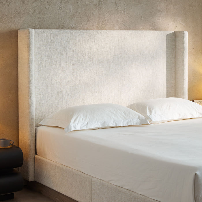 Hosford - Minimalist Upholstered Wingback Bed With Wood Base Platform