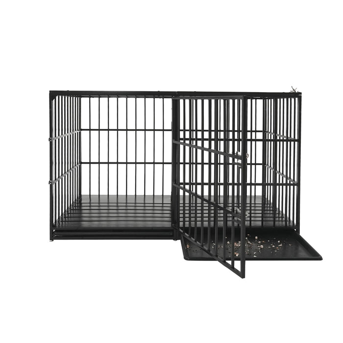 Extra Large Heavy Duty Dog Crate With Removable Pans For Dogs - Black