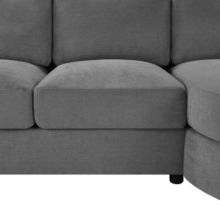 Modern L-Shaped Sectional Sofa With Curved Chaise, USB Ports, And Side Storage Pockets