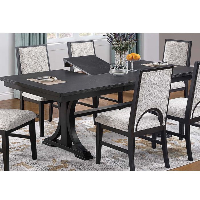 Rectangle Dining Table With Butterfly Leaf, Trestle Base - Charcoal