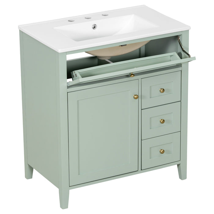 Bathroom Vanity With Sink, 3 Drawers And Adjustable Shelf