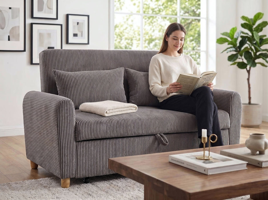 Justine - Convertible Sleeper Loveseat - Brown