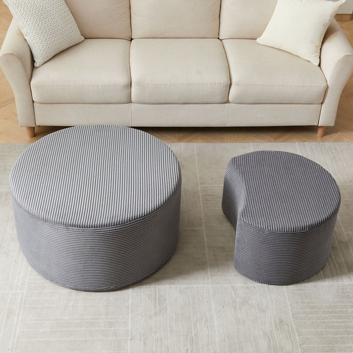 Modern Upholstered Round Coffee Table For Living Room (Set of 2)