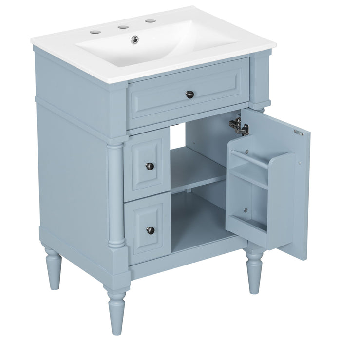 Freestanding Bathroom Vanity With Sink, Adjustable Shelf & Flip Drawer