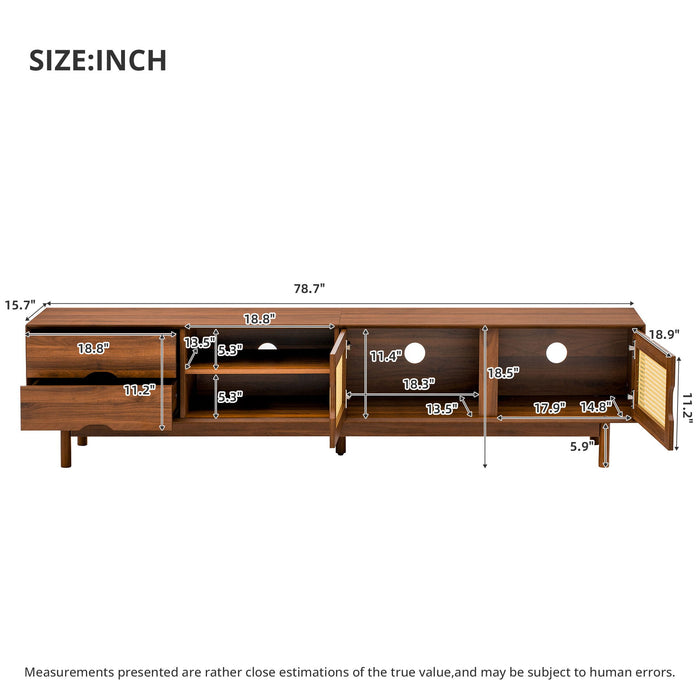 TV Stand For TVs Up To 85", Media Console With 2 Drawers - Walnut