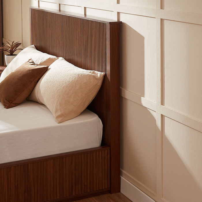 Wave Pattern Headboard Platform Bed Frame