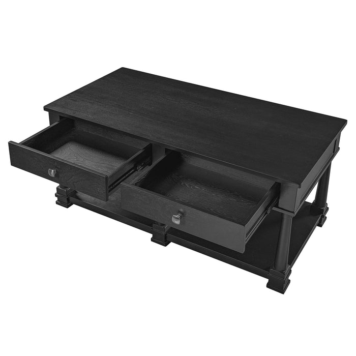Coffee Table With 2 Storage Drawers & Lower Open Shelf
