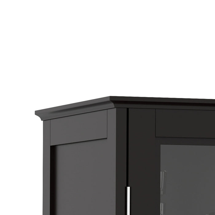 Minimalist Buffet Cabinet With Double Glass Doors And Drawer