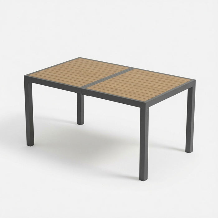Rectangle Outdoor Patio Table With Slatted Top - Gray