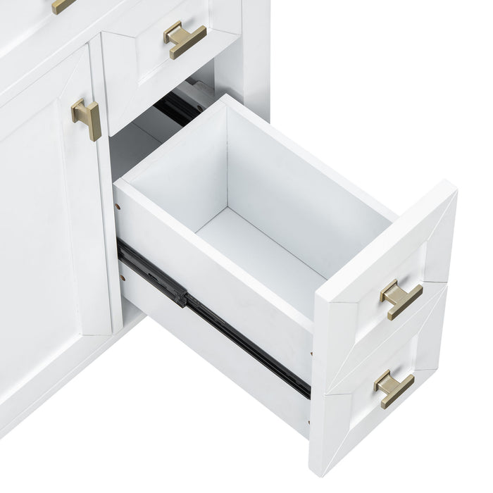 Bathroom Vanity With Sink, 3 Drawers & Cabinet With 2 Tier Door Storage Rack, Soft Close Doors & Drawers