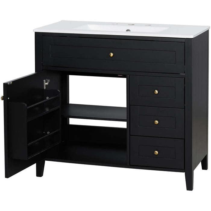 Bathroom Vanity With Sink, Cabinet With 3 Drawers And Adjustable Shelf