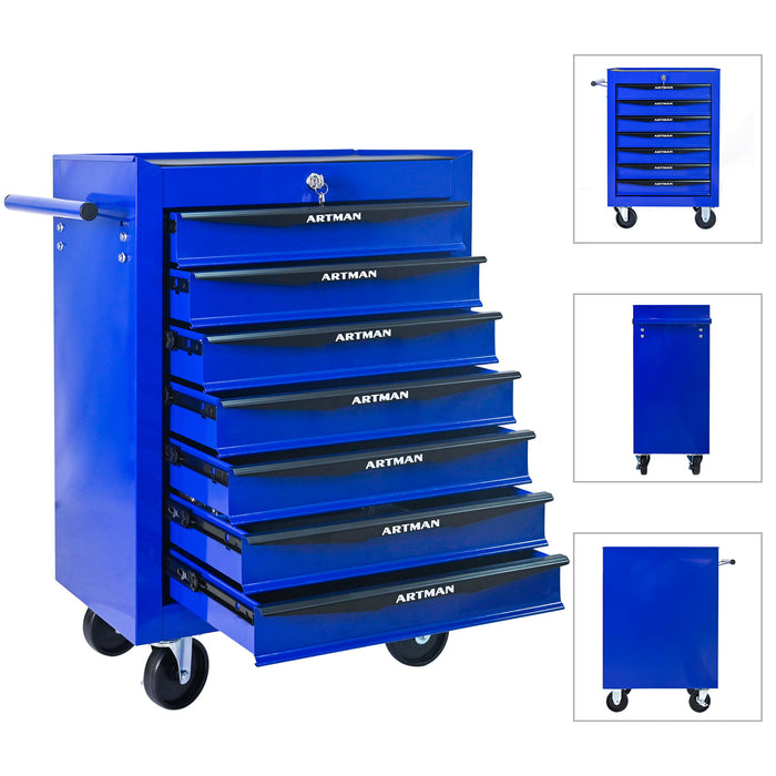 Rolling Metal Tool Chest With Drawers, Steel Storage Cabinet With Ball Bearing Slides