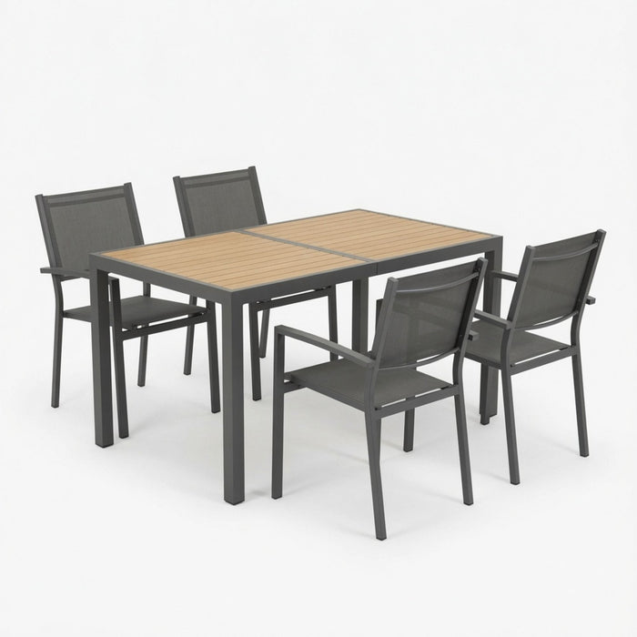 5 Piece Patio Dining Set With Table And Chairs For Outdoor Use - Gray