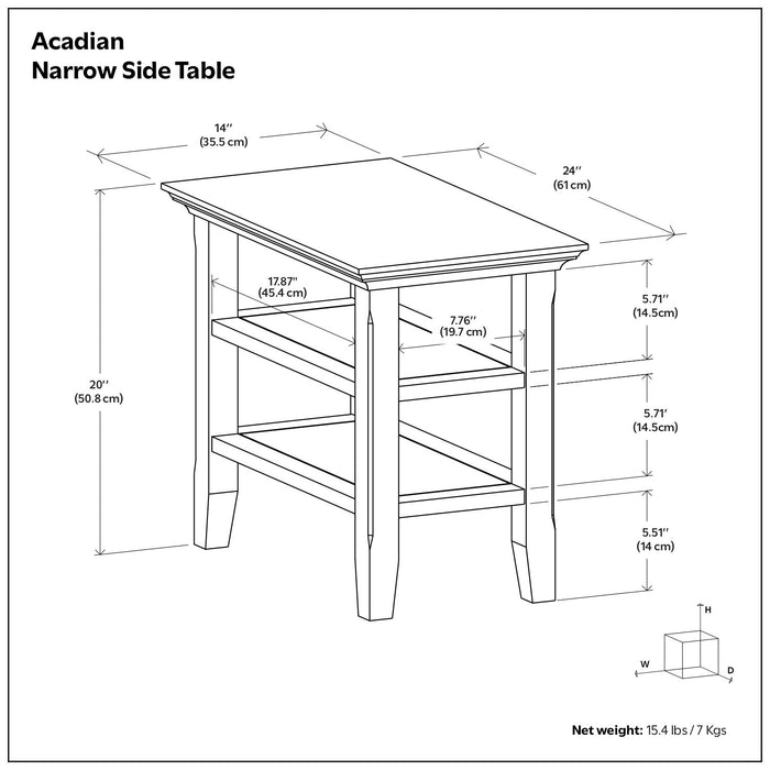 Acadian - Narrow Side Table, Handcrafted