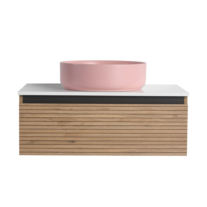 Wall Mounted Bathroom Vanity With Art Sink & 1 Soft Close Drawer