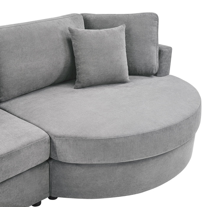 Modern 3 Seater Upholstered Sofa With Curved Design
