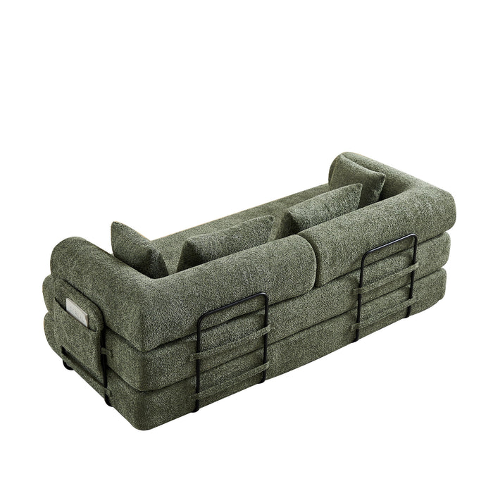 Convertible Sleeper Sofa Bed With Cylindrical Pillow