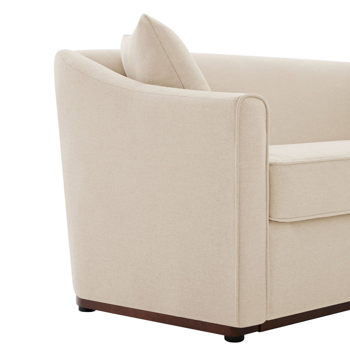 3 Seater Sofa With Wrap Around Armrests And Throw Pillows, For Living Room - Oatmeal