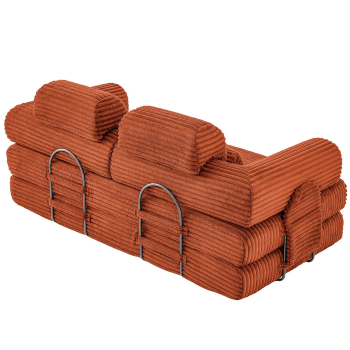 Convertible Sleeper Sofa With & Side Storage Pocket, Foldable Upholstered Couch For Living Room