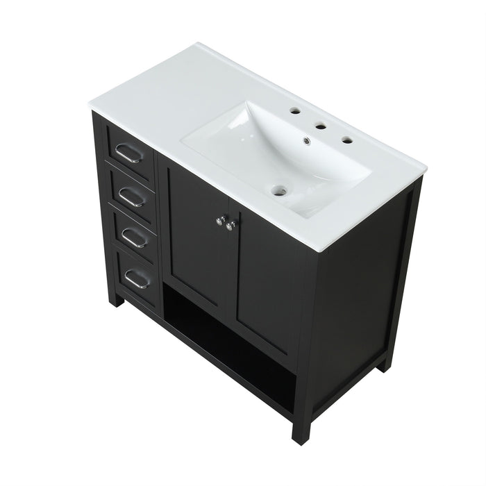 Bathroom Vanity With Sink Top, Bathroom Vanity Cabinet With 2 Doors And 2 Drawers, Open Shelf