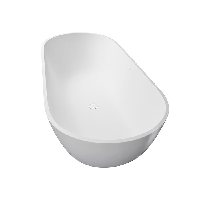 68.9" Freestanding Solid Surface Soaking Bathtub For Bathroom - Matte White