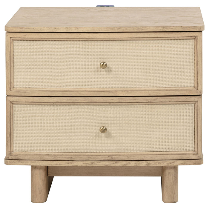 Kimpton - 2 Drawer Nightstand With USB Charging Ports - Beige