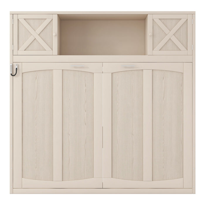 Rustic Casual Murphy Bed With Storage Cabinets