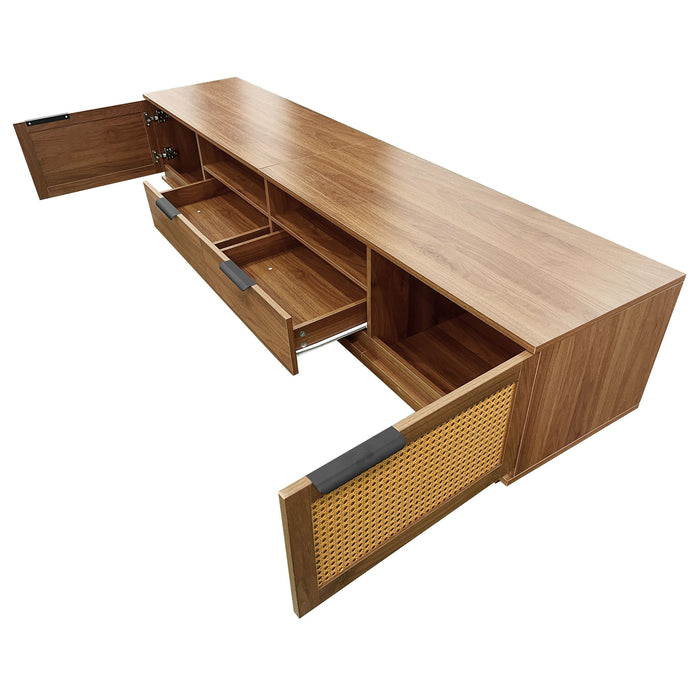 TV Stand With 2 Drawers And Open Shelving - Walnut