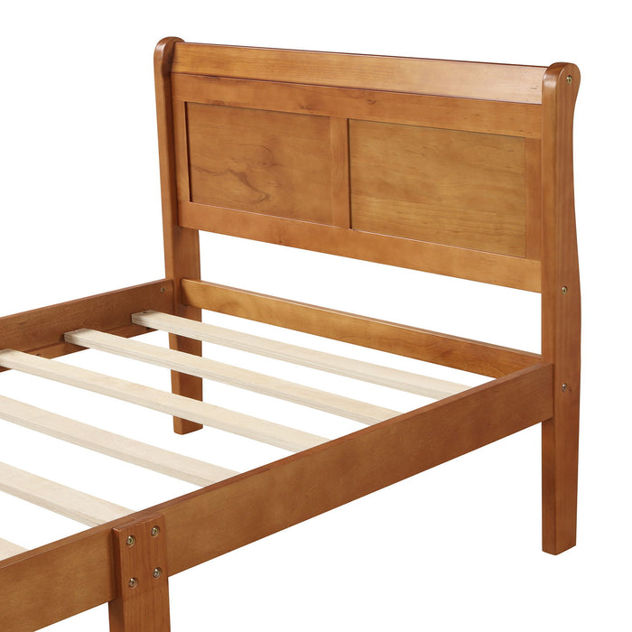 Platform Bed Frame Mattress Foundation Sleigh Bed With Headboard / Footboard / Wood Slat Suppor