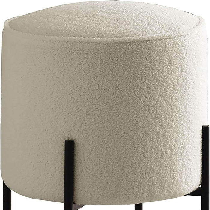 Round Upholstered Ottoman - Beige