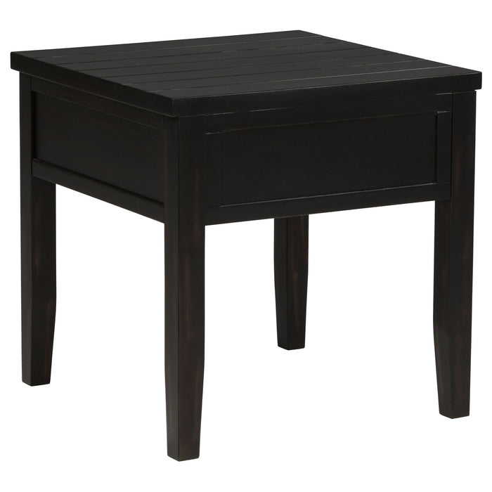 Sutter - 1 Drawer Square End Table - Dark Brown