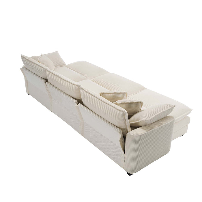Modern Oversized Modular Cushion Sofa With Ottoman, Low Back, Deep Seating Sofa Set