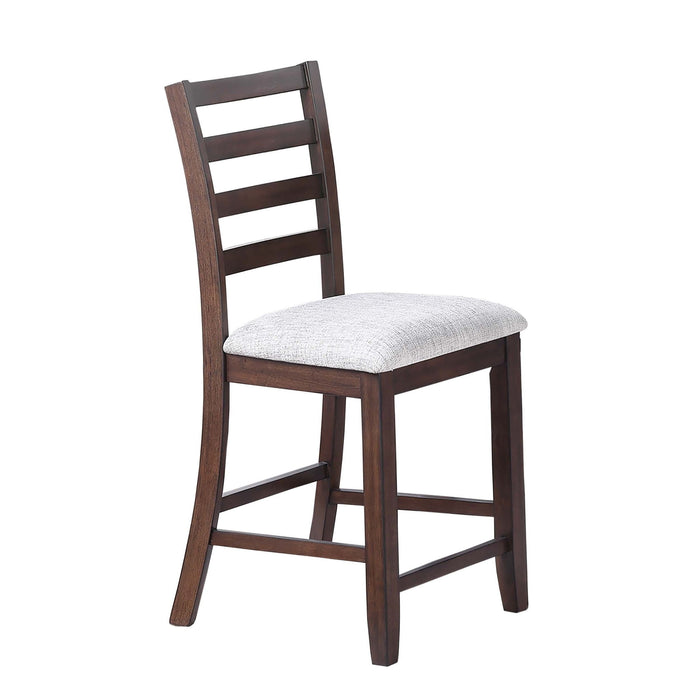 6 Piece Counter Height Dining Set Table With Storage Ladder Back Chairs And Bench - Walnut