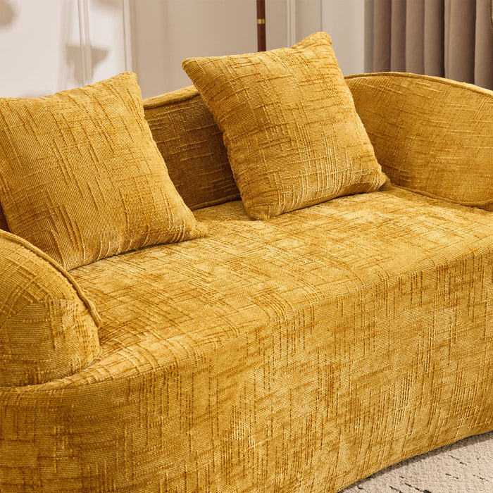 Curved 2 Person Compress Sofa With Armrests, Includes Pillows
