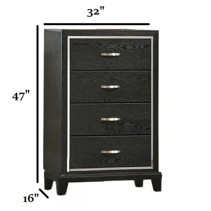 1 Piece Chest Tapered Legs Bedroom Furniture - Black