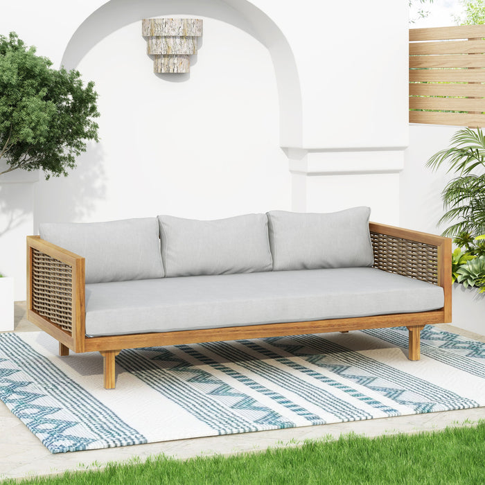 Claremont - 3 Seater Daybed Teak Acacia Wood Water Resistant Cushions