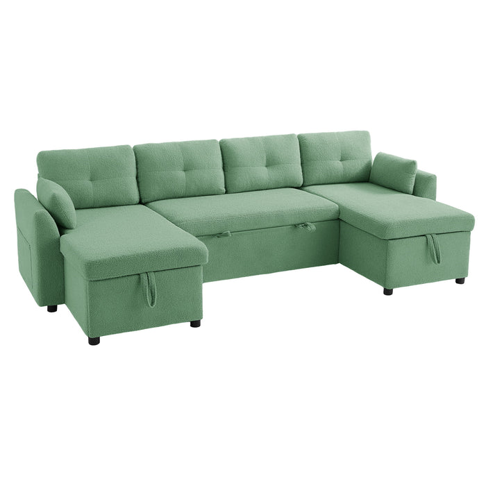 U-Shaped Sectional Sofa Bed With Storage And USB Ports