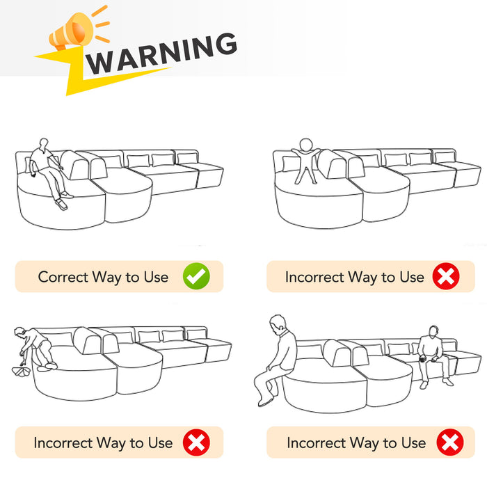Upholstered Sofa Free Combined Sofa Couch With 2 Chaise Lounge And Five Back Pillows For Living Room