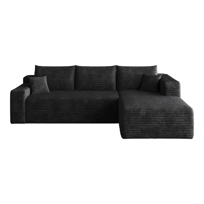 Cloud Sectional Sofa, Comfort U-Shaped Sofa For Living Room - Black