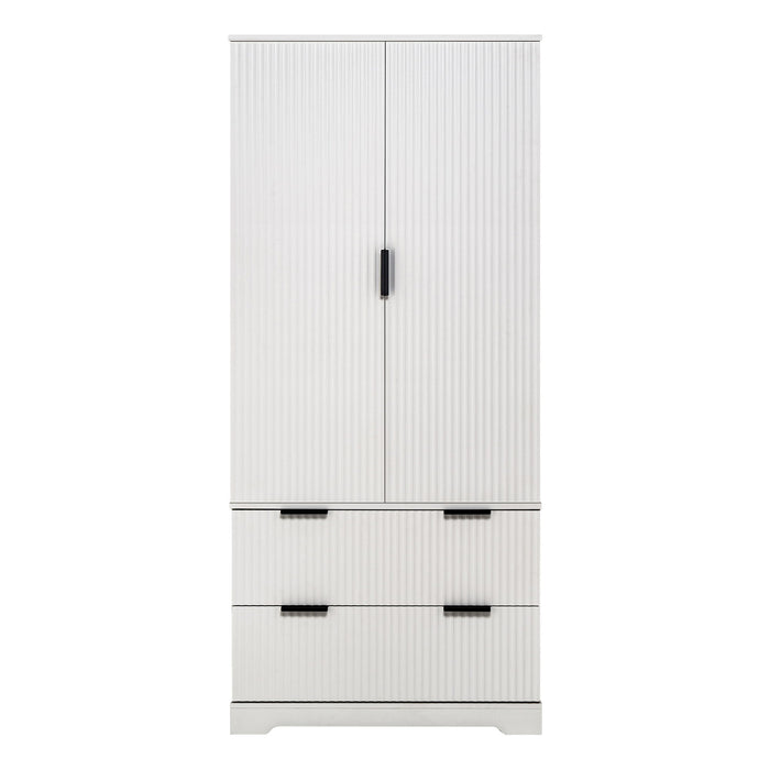 Fluted Kitchen Pantry Cabinet With 2 Large Drawers & 8 Door Spice Rack