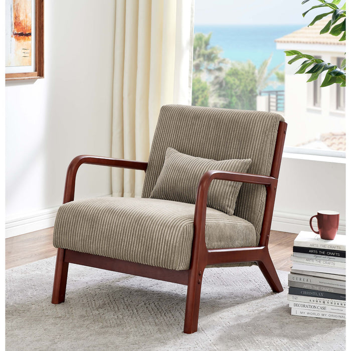 Upholstered Armchair With Back Support Pillow